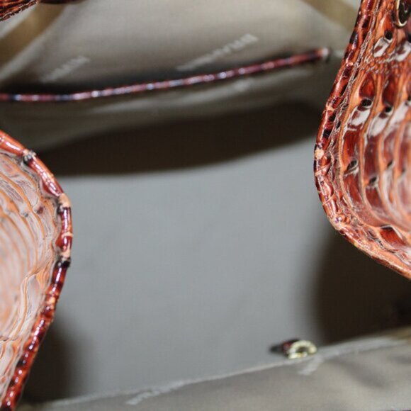 Brahmin Allie Pecan Melbourne Croc Embossed Sling Backpack - Picture 8 of 12